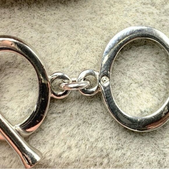 Swarovski Silvertone Toggle Bracelet with Heart Charms, Pink Crystal & Key, 7.75 - Picture 8 of 10